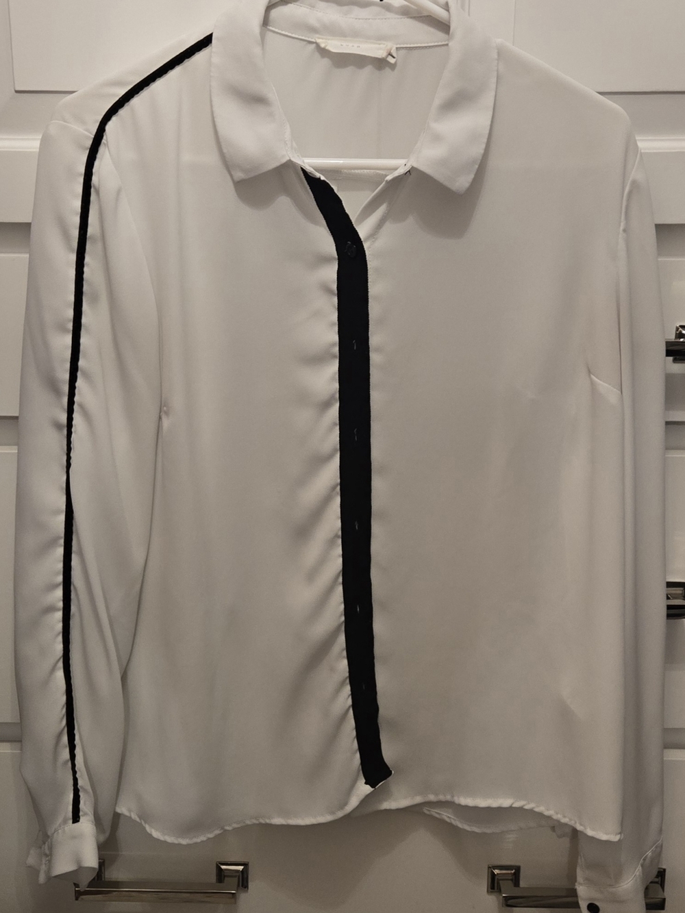 Lush White Dress Shirt with Black Trim